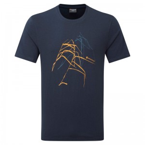 Montane Abstract Mountain T-Shirt Herr Marinblå | QDVTIZ463