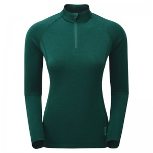 Montane Dart Thermo Zip Neck T-Shirt Dam Mörkgröna | BLMZXK904