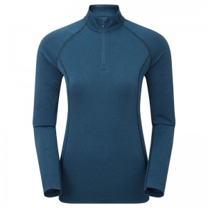 Montane Dart Thermo Zip Neck T-Shirt Dam Blå | XOVDIS359