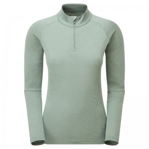 Montane Dart Zip Neck T-Shirt Dam Gröna | WARXVD942