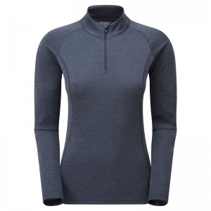 Montane Dart Zip Neck T-Shirt Dam Marinblå | BXOCNQ903