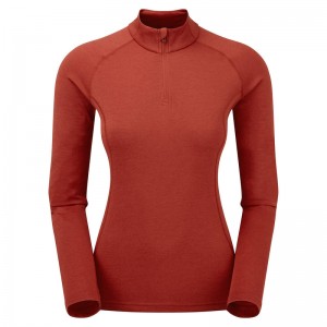 Montane Dart Zip Neck T-Shirt Dam Orange | UABTSD940