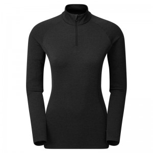 Montane Dart Zip Neck T-Shirt Dam Svarta | QHUZGR790