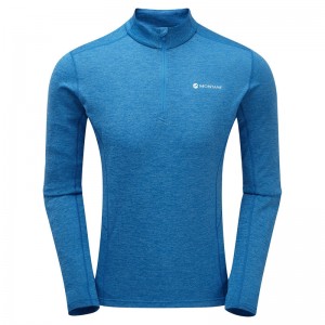 Montane Dart Zip Neck T-Shirt Herr Blå | GMRUEQ892