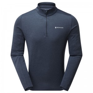 Montane Dart Zip Neck T-Shirt Herr Marinblå | GRJTPD650