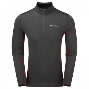 Montane Dart Zip Neck T-Shirt Herr Mörkgrå | DVYLOX305