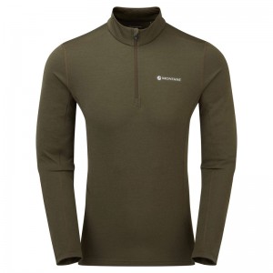 Montane Dart Zip Neck T-Shirt Herr Mörkgröna | XJFUBC469