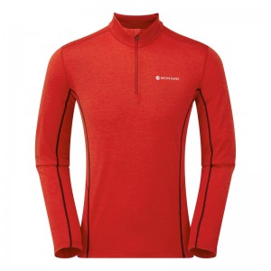 Montane Dart Zip Neck T-Shirt Herr Röda | EKSIAY389