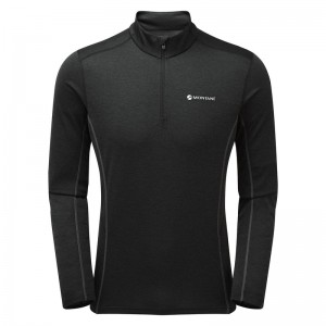 Montane Dart Zip Neck T-Shirt Herr Svarta | XEFNZW109