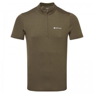 Montane Dart Zip T-Shirt Herr Mörkgröna | VLZGUK102