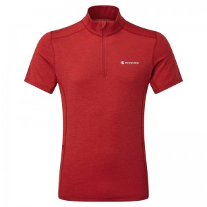 Montane Dart Zip T-Shirt Herr Röda | PJYSQA093