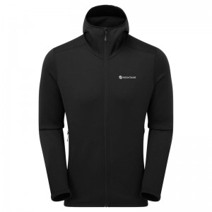 Montane Fury Hooded Fleecejackor Herr Svarta | OYAWIR485