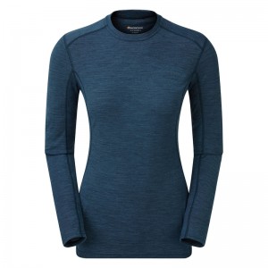 Montane Primino 140 Long Sleeve T-Shirt Dam Blå | VSEMOR837