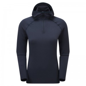 Montane Protium Lite Pull On Fleece Hoodie Dam Marinblå | KSIFTD085