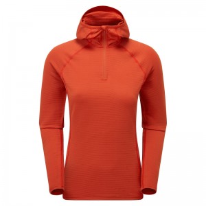 Montane Protium Lite Pull On Fleece Hoodie Dam Orange | HQAYML742