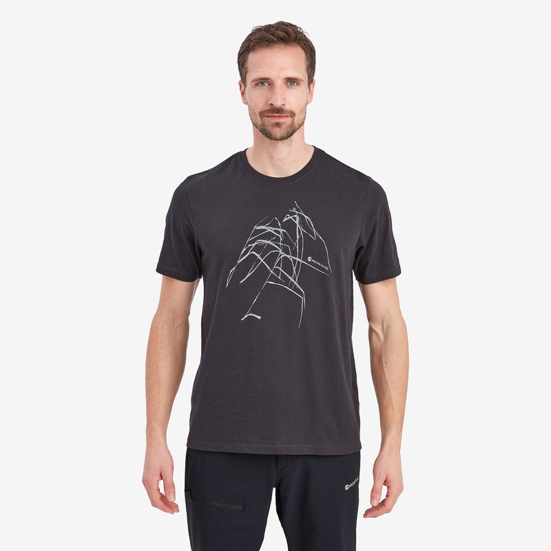 Montane Abstract Mountain T-Shirt Herr Svarta | ZJUQCI143