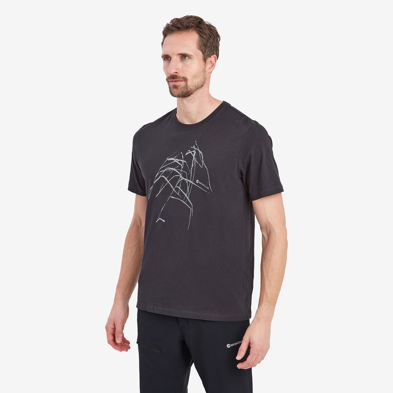 Montane Abstract Mountain T-Shirt Herr Svarta | ZJUQCI143