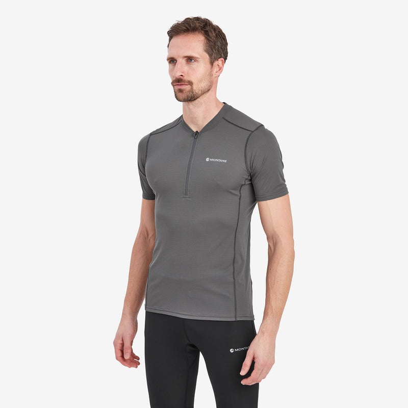 Montane Dart Nano Zip T-Shirt Herr Mörkgrå | EGBZFT698