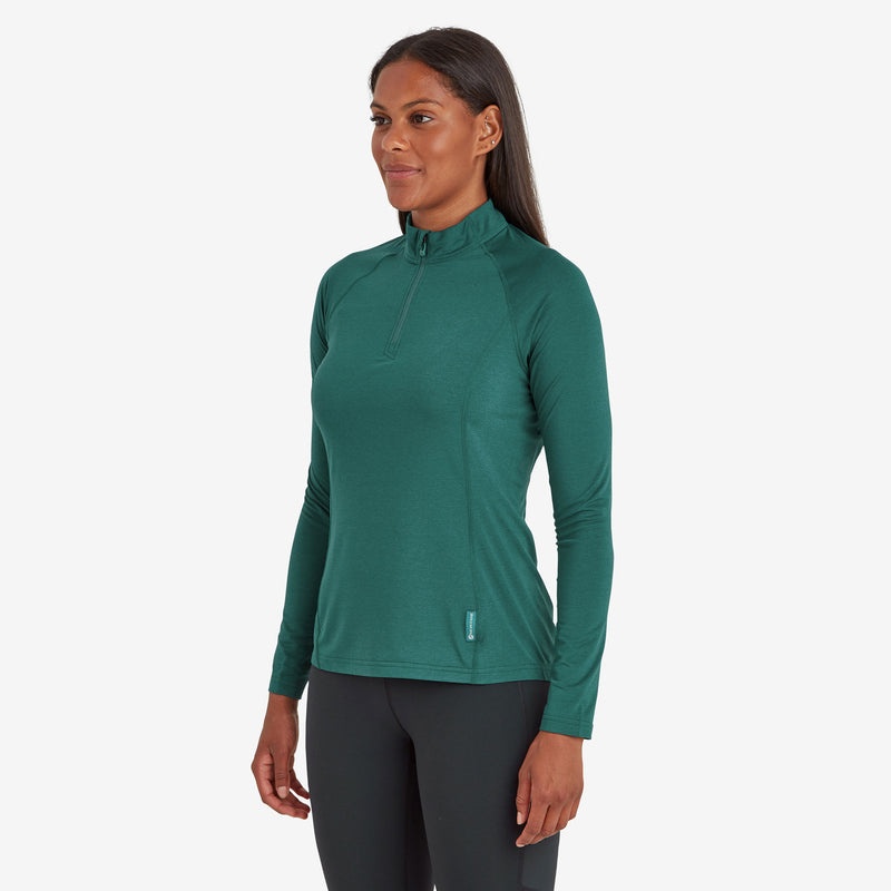 Montane Dart Thermo Zip Neck T-Shirt Dam Mörkgröna | BLMZXK904