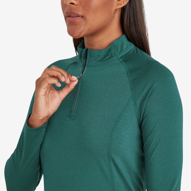 Montane Dart Thermo Zip Neck T-Shirt Dam Mörkgröna | BLMZXK904