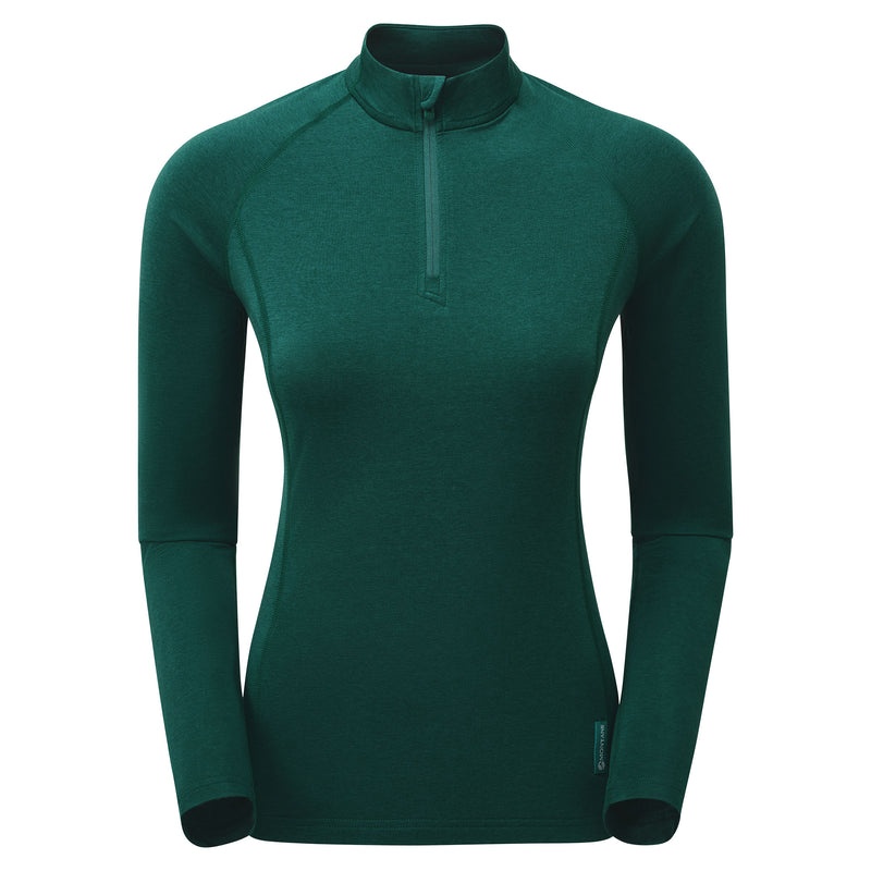 Montane Dart Thermo Zip Neck T-Shirt Dam Mörkgröna | BLMZXK904