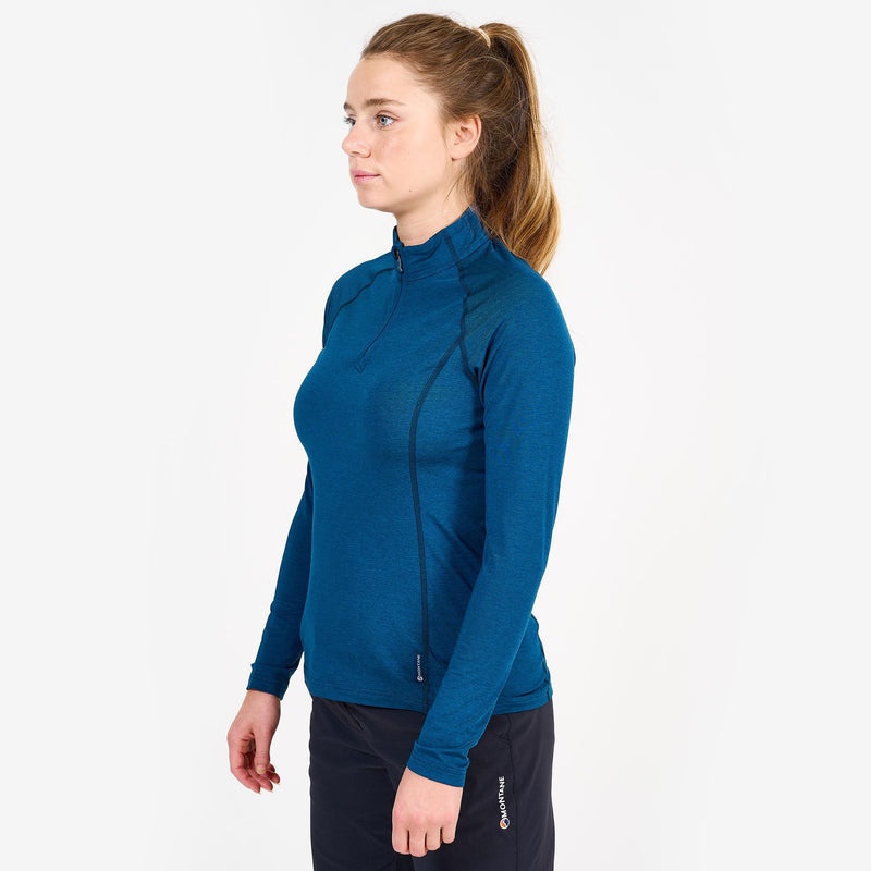 Montane Dart Thermo Zip Neck T-Shirt Dam Blå | XOVDIS359