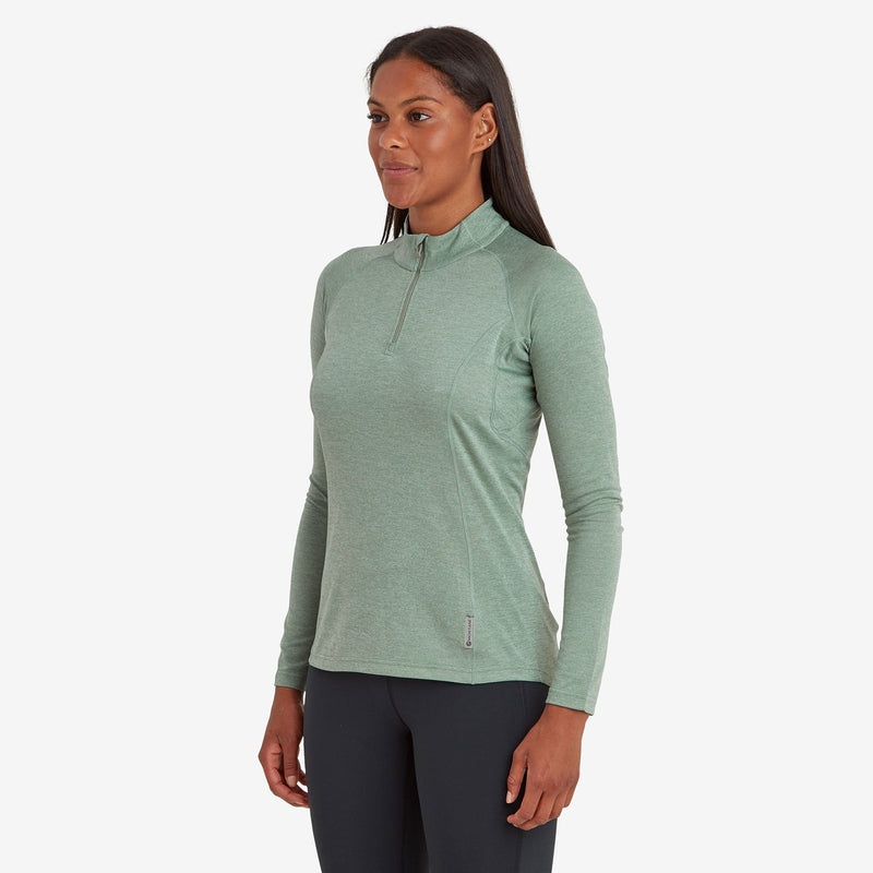 Montane Dart Zip Neck T-Shirt Dam Gröna | WARXVD942