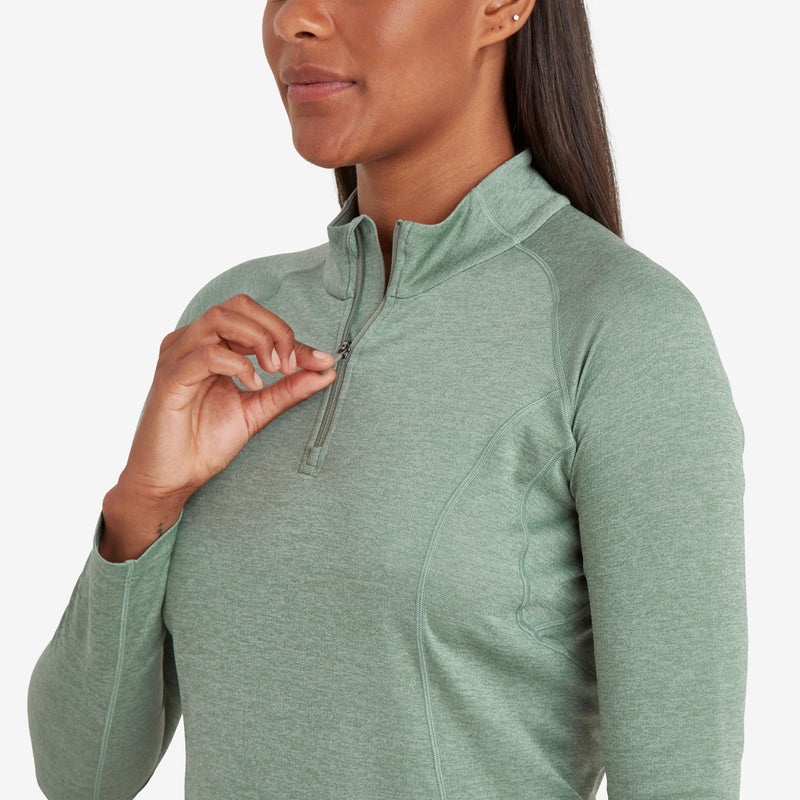 Montane Dart Zip Neck T-Shirt Dam Gröna | WARXVD942