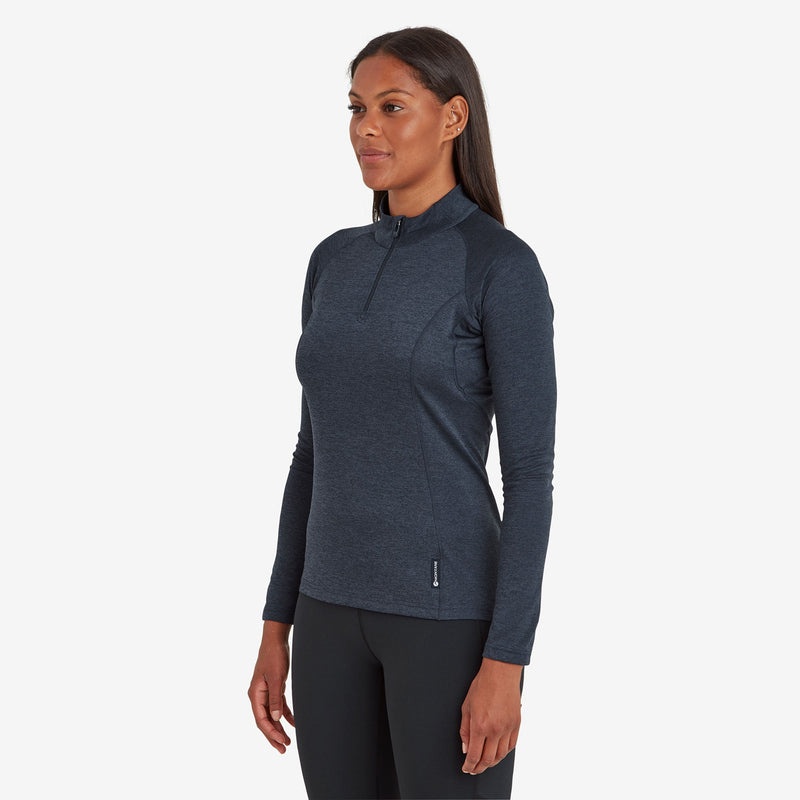 Montane Dart Zip Neck T-Shirt Dam Marinblå | BXOCNQ903