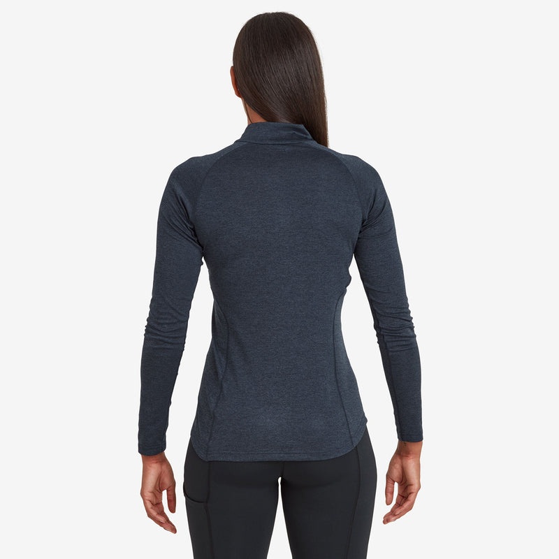 Montane Dart Zip Neck T-Shirt Dam Marinblå | BXOCNQ903