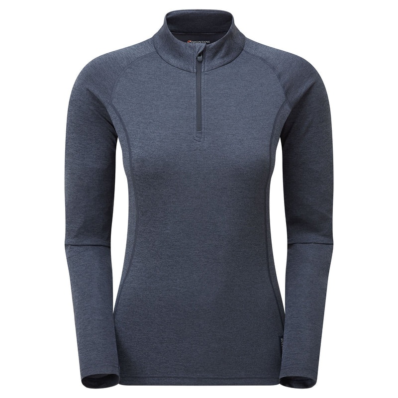 Montane Dart Zip Neck T-Shirt Dam Marinblå | BXOCNQ903