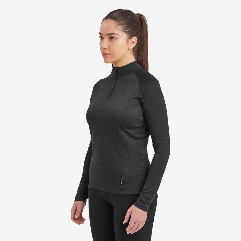 Montane Dart Zip Neck T-Shirt Dam Svarta | QHUZGR790