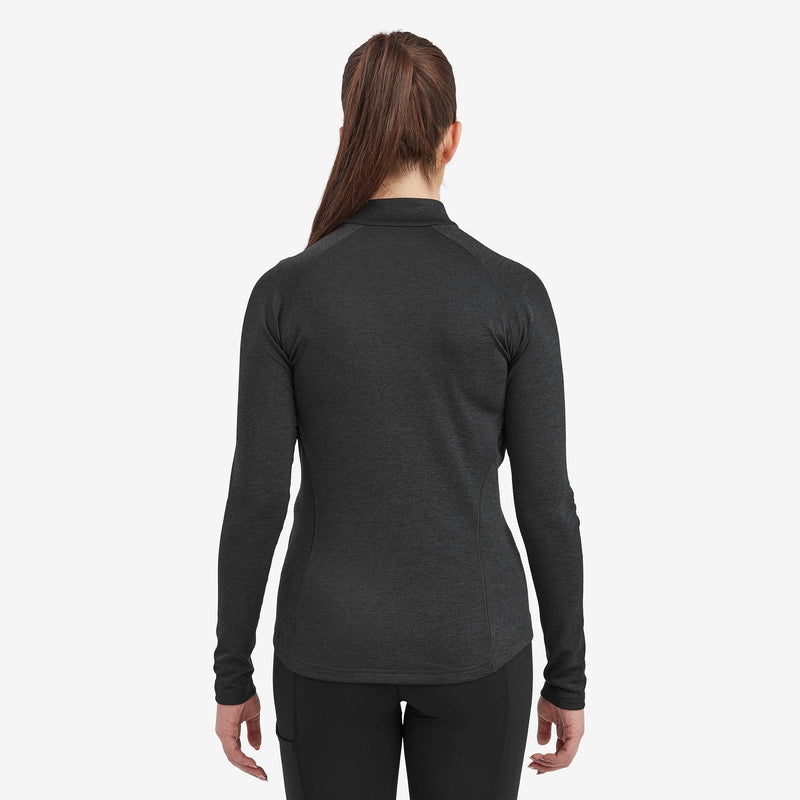 Montane Dart Zip Neck T-Shirt Dam Svarta | QHUZGR790