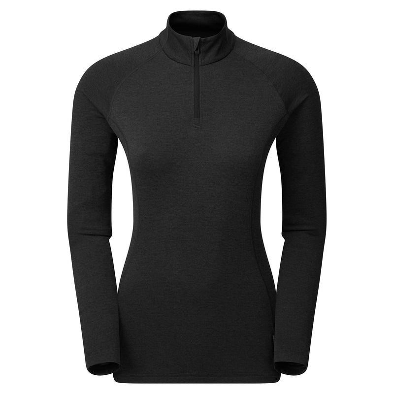 Montane Dart Zip Neck T-Shirt Dam Svarta | QHUZGR790