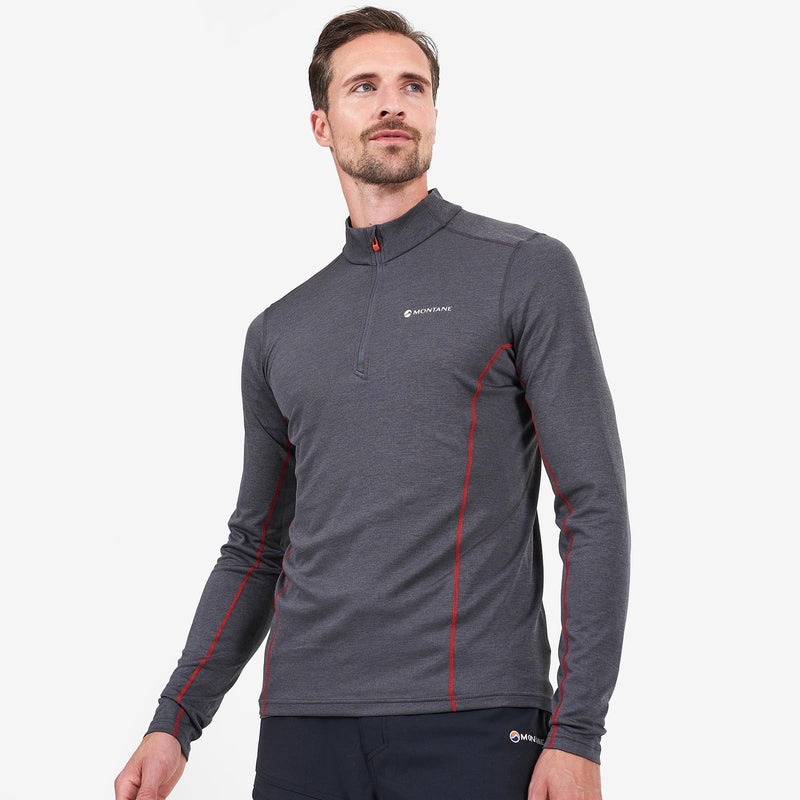 Montane Dart Zip Neck T-Shirt Herr Mörkgrå | DVYLOX305