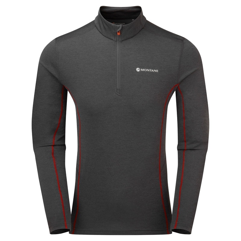 Montane Dart Zip Neck T-Shirt Herr Mörkgrå | DVYLOX305