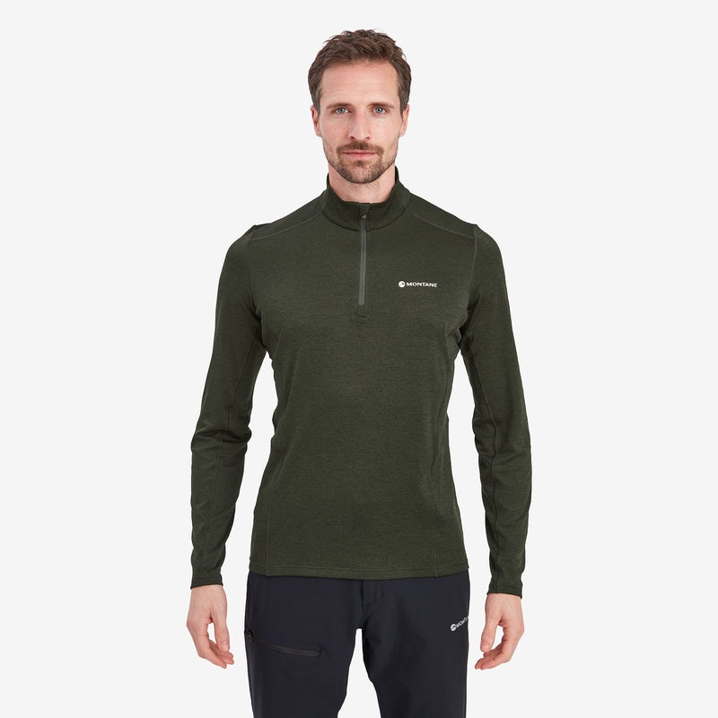 Montane Dart Zip Neck T-Shirt Herr Mörkgröna | ZPAKYX157