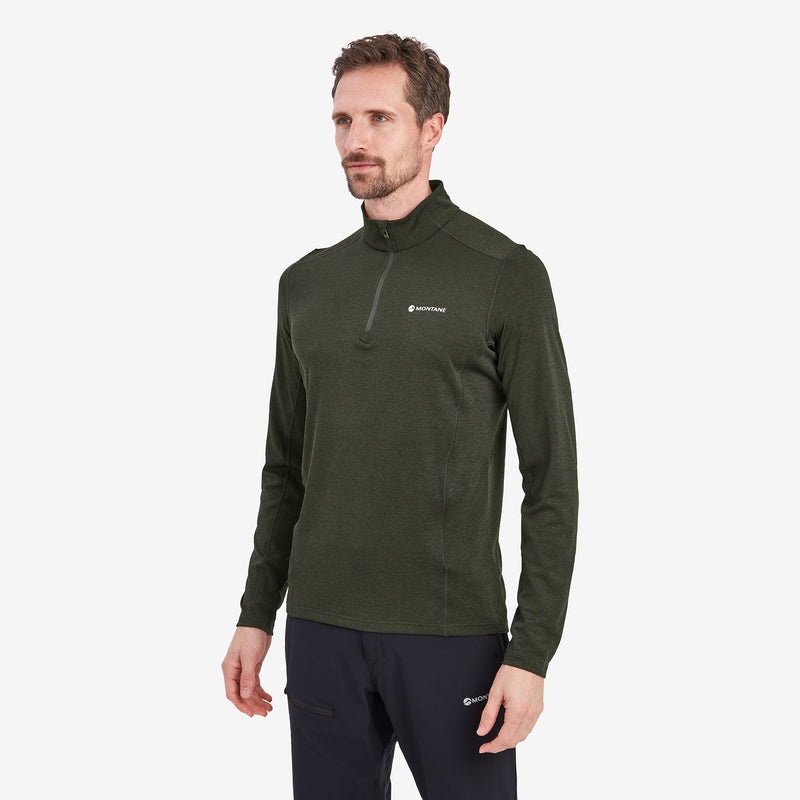 Montane Dart Zip Neck T-Shirt Herr Mörkgröna | ZPAKYX157