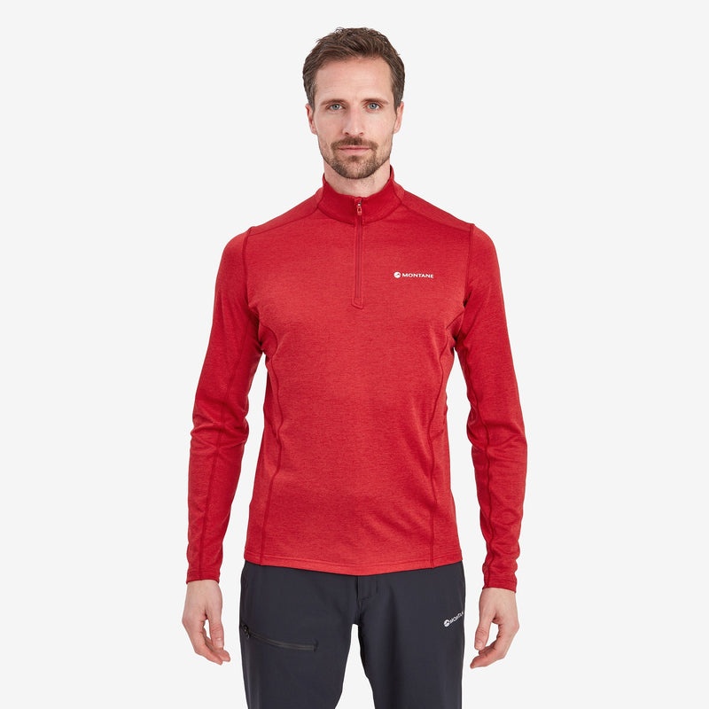 Montane Dart Zip Neck T-Shirt Herr Röda | BZRGLA951