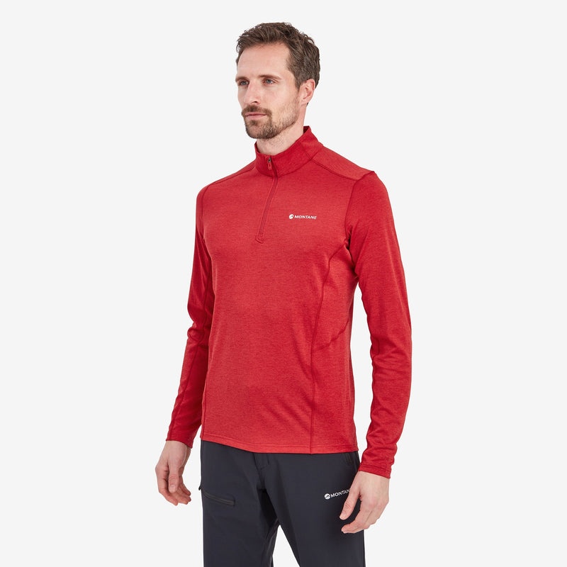 Montane Dart Zip Neck T-Shirt Herr Röda | BZRGLA951