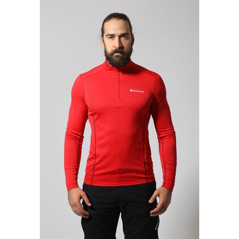 Montane Dart Zip Neck T-Shirt Herr Röda | EKSIAY389