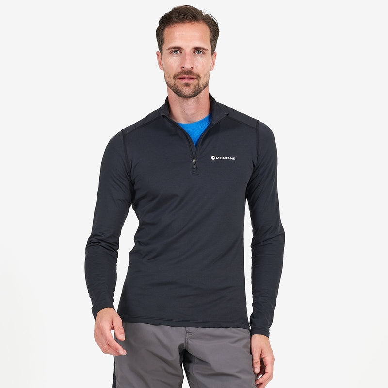 Montane Dart Zip Neck T-Shirt Herr Svarta | XEFNZW109