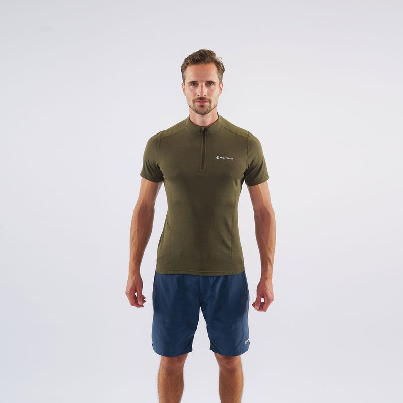 Montane Dart Zip T-Shirt Herr Mörkgröna | VLZGUK102