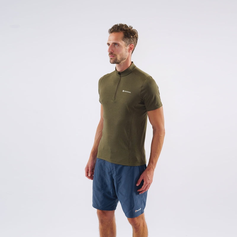 Montane Dart Zip T-Shirt Herr Mörkgröna | VLZGUK102