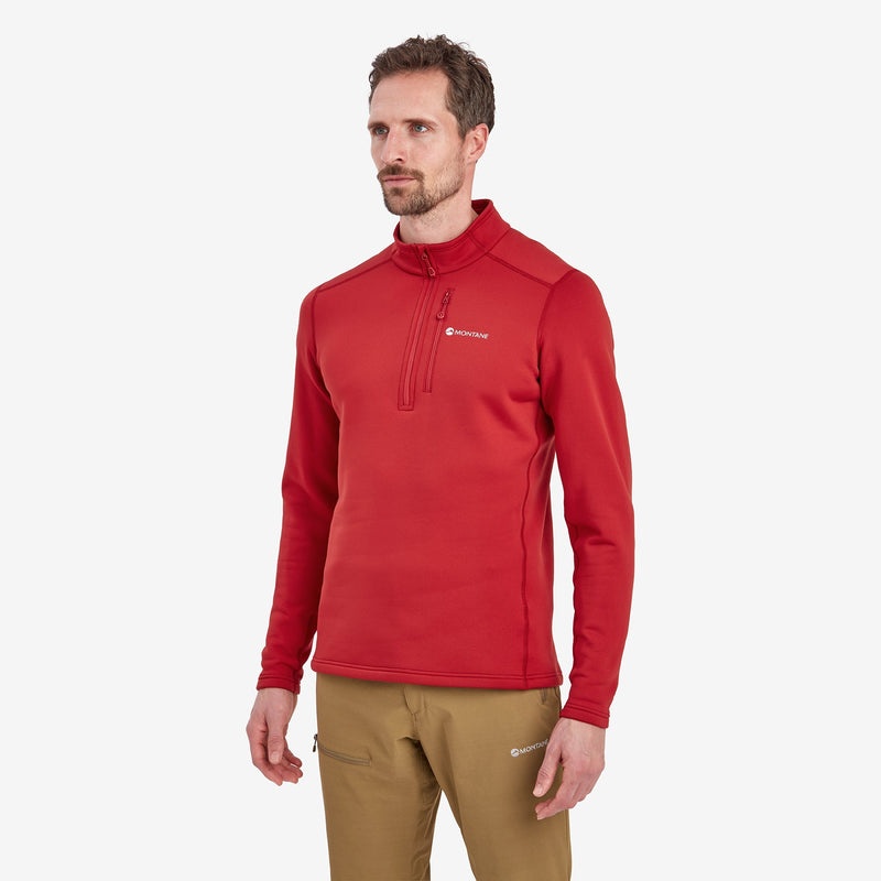 Montane Fury Fleece Zip Pull-On Tröjor Herr Röda | ZHSMLW784