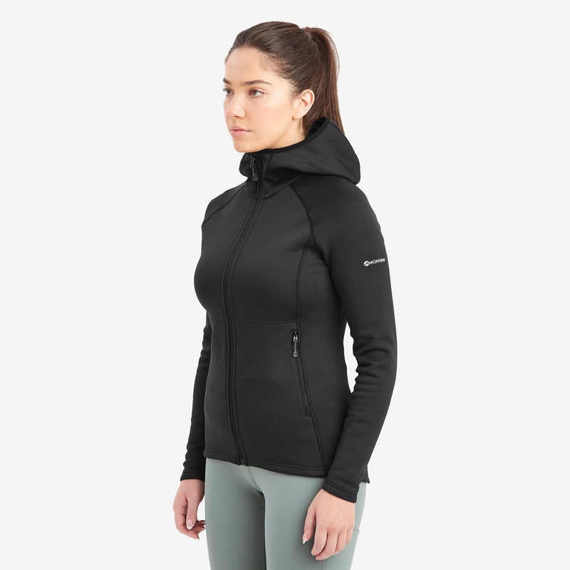 Montane Fury Hooded Fleecejackor Dam Svarta | COEMDW192