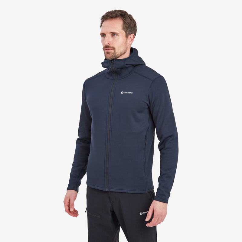 Montane Fury Hooded Fleecejackor Herr Marinblå | GWEQVC429