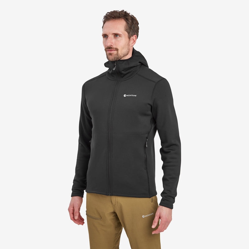 Montane Fury Hooded Fleecejackor Herr Svarta | OYAWIR485