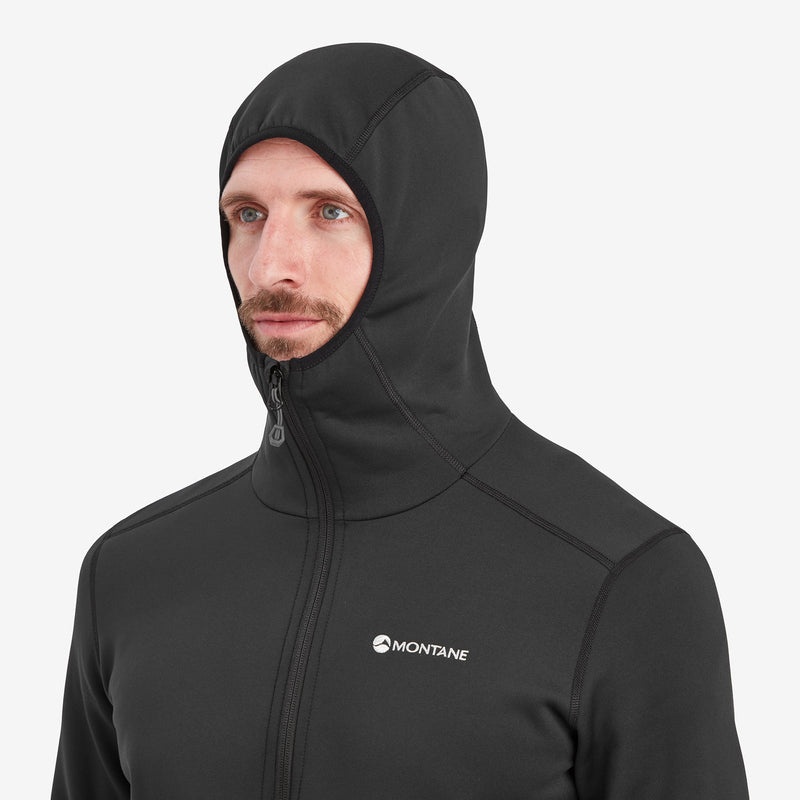 Montane Fury Hooded Fleecejackor Herr Svarta | OYAWIR485