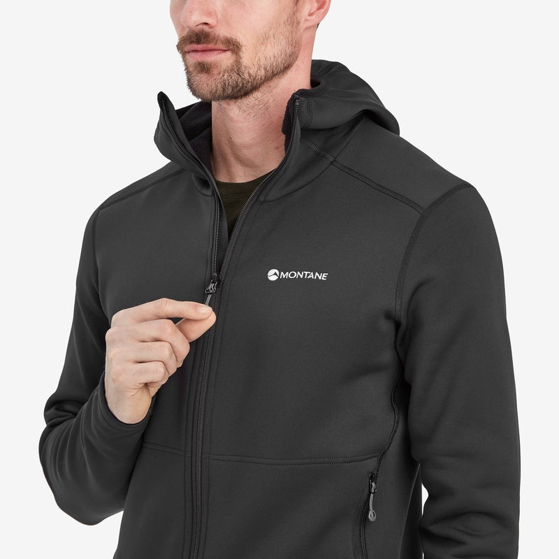 Montane Fury Hooded Fleecejackor Herr Svarta | OYAWIR485